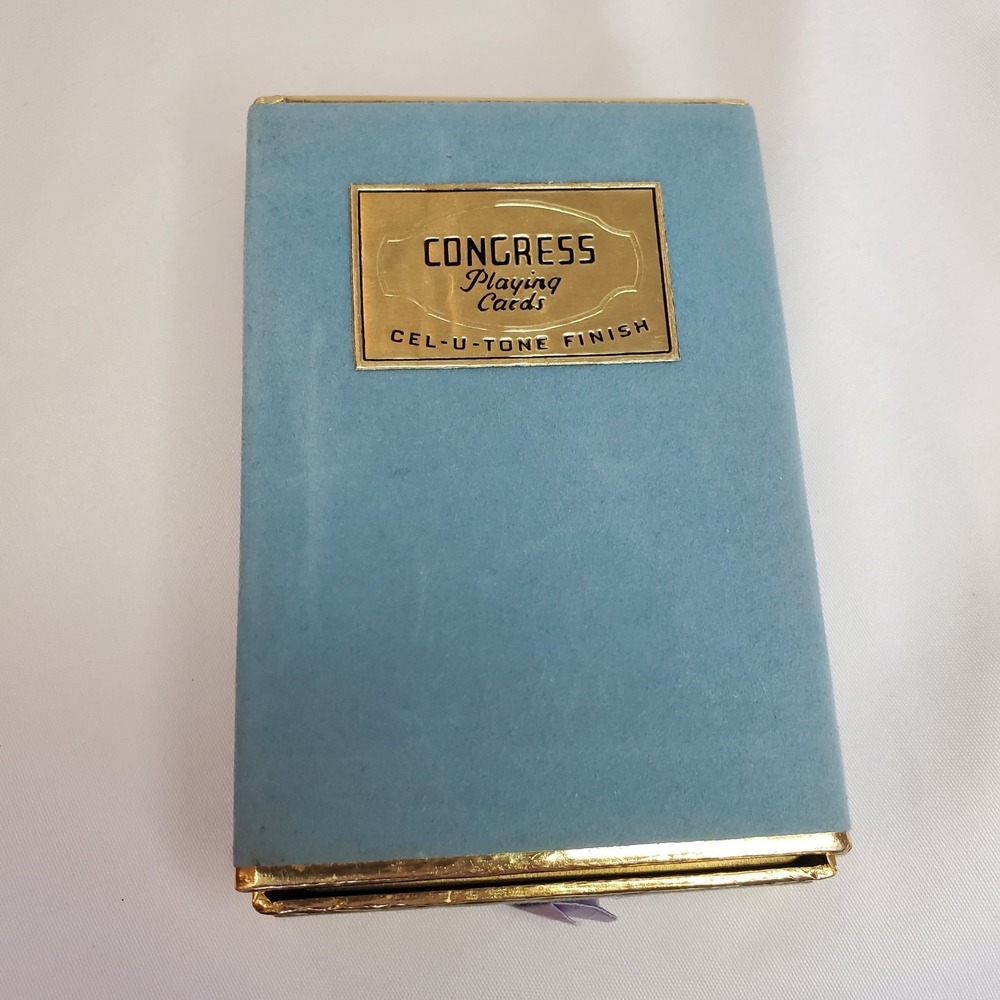 Vintage Congress Playing Cards Cel-U-Tone‎ Case Frisco Deck USA